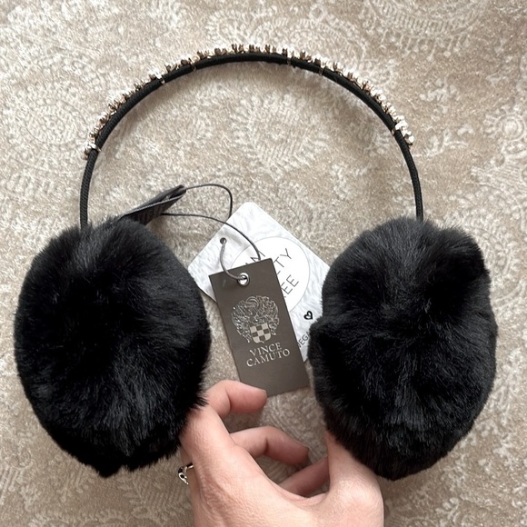 NWT Vince Camuto Faux Fur Earmuffs w/ Embellished Headband & Marcus Adler Gloves main image 11